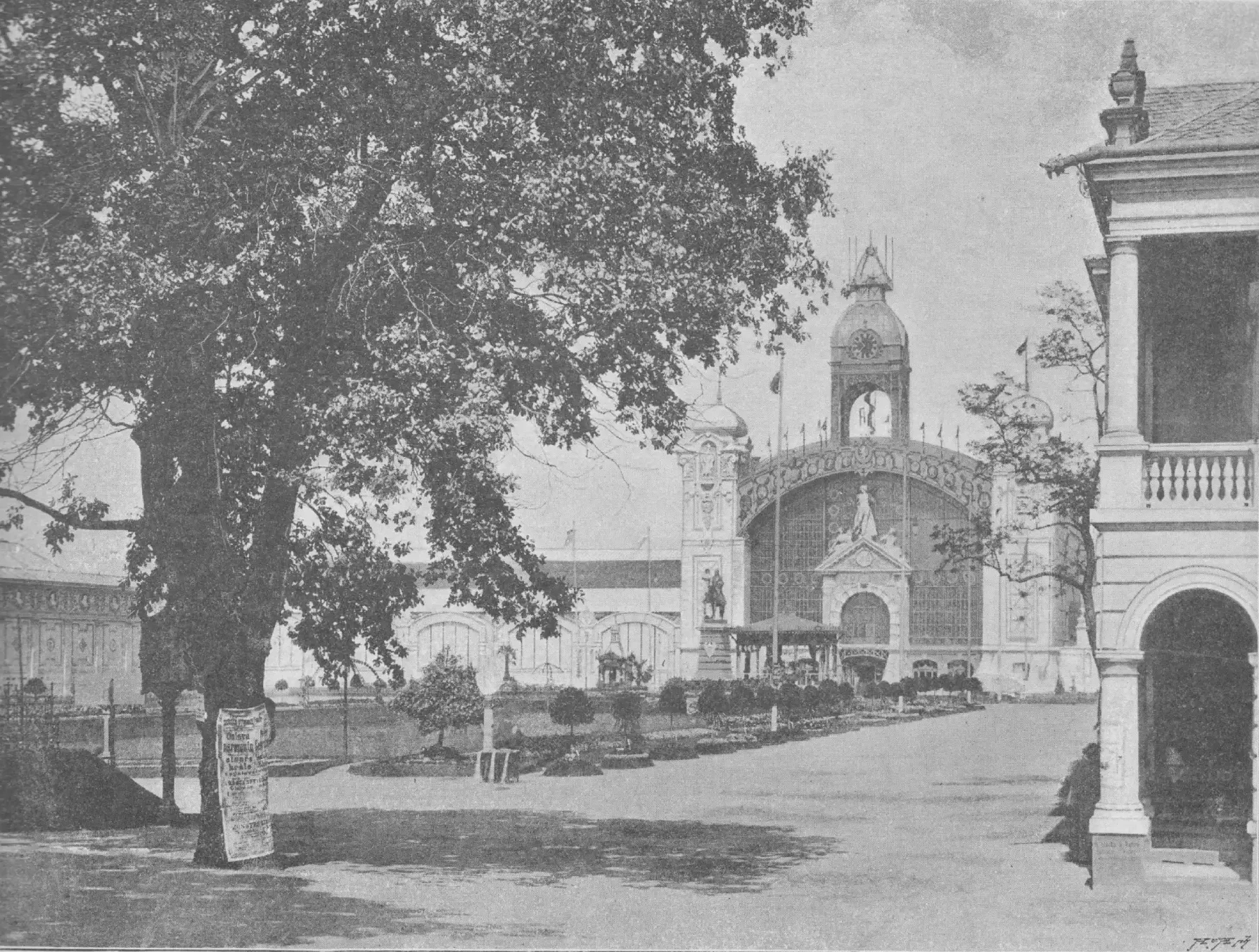 View of the flower garden in front of the Industrial Palace