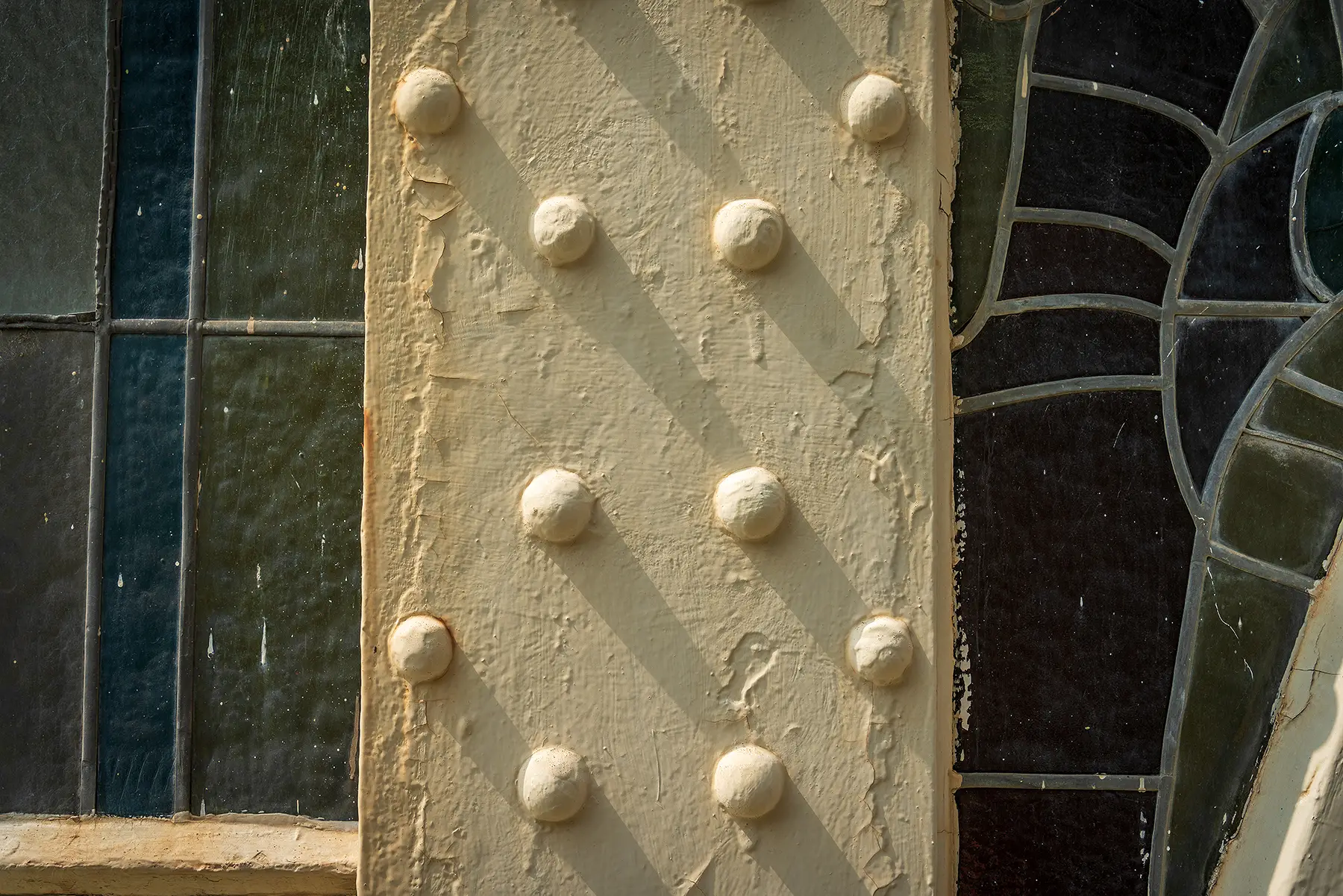 Original rivets on the steel beams of the Industrial Palace