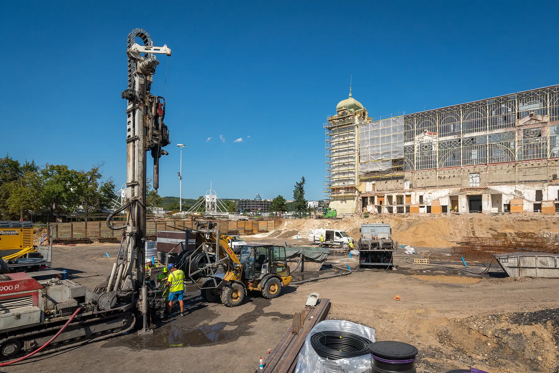 Boreholes for heat pumps beneath the future left wing, August 2022